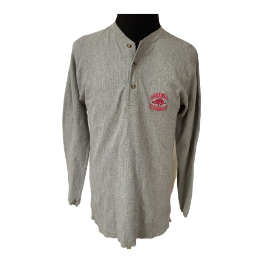 Iron Knights Athletics Medium Grey Fleece Arkansas Razorbacks 3 Button Shirt